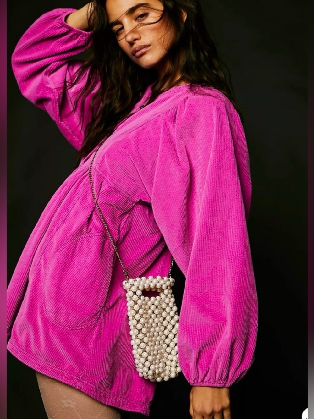 Free People Just My Type Dress tunic ‎ purple/pink corduroy dress size M